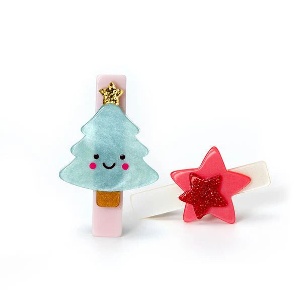 Acrylic Hair Clips - Happy Tree