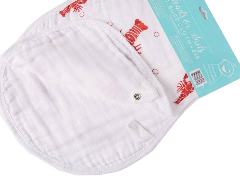 2-in-1 Burp Cloth and Bib -Heads or Tails