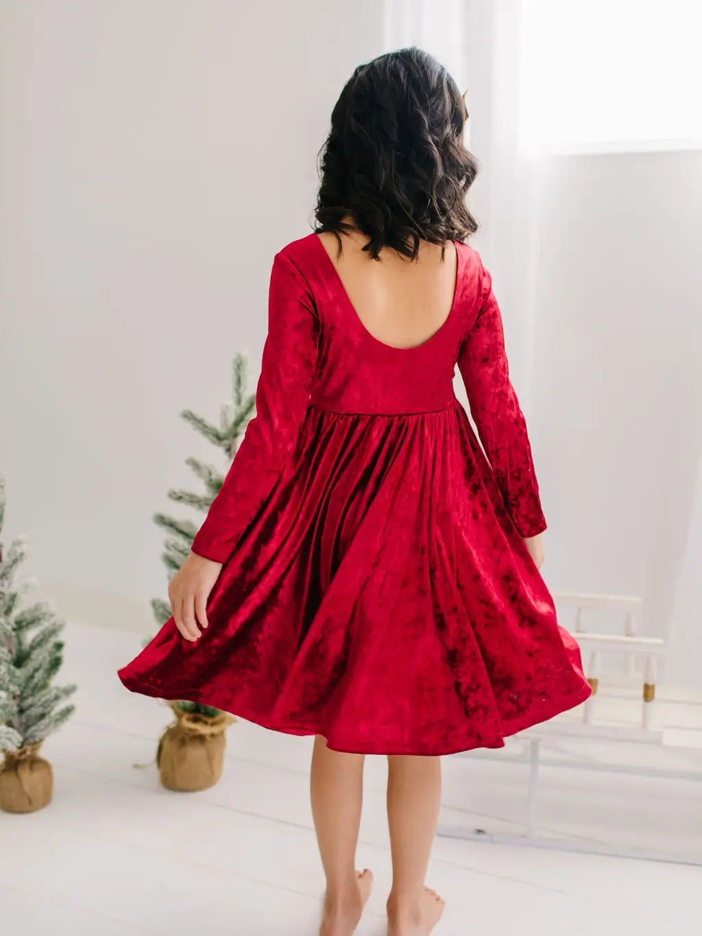 Gwendolyn Dress - Red Crushed Velvet