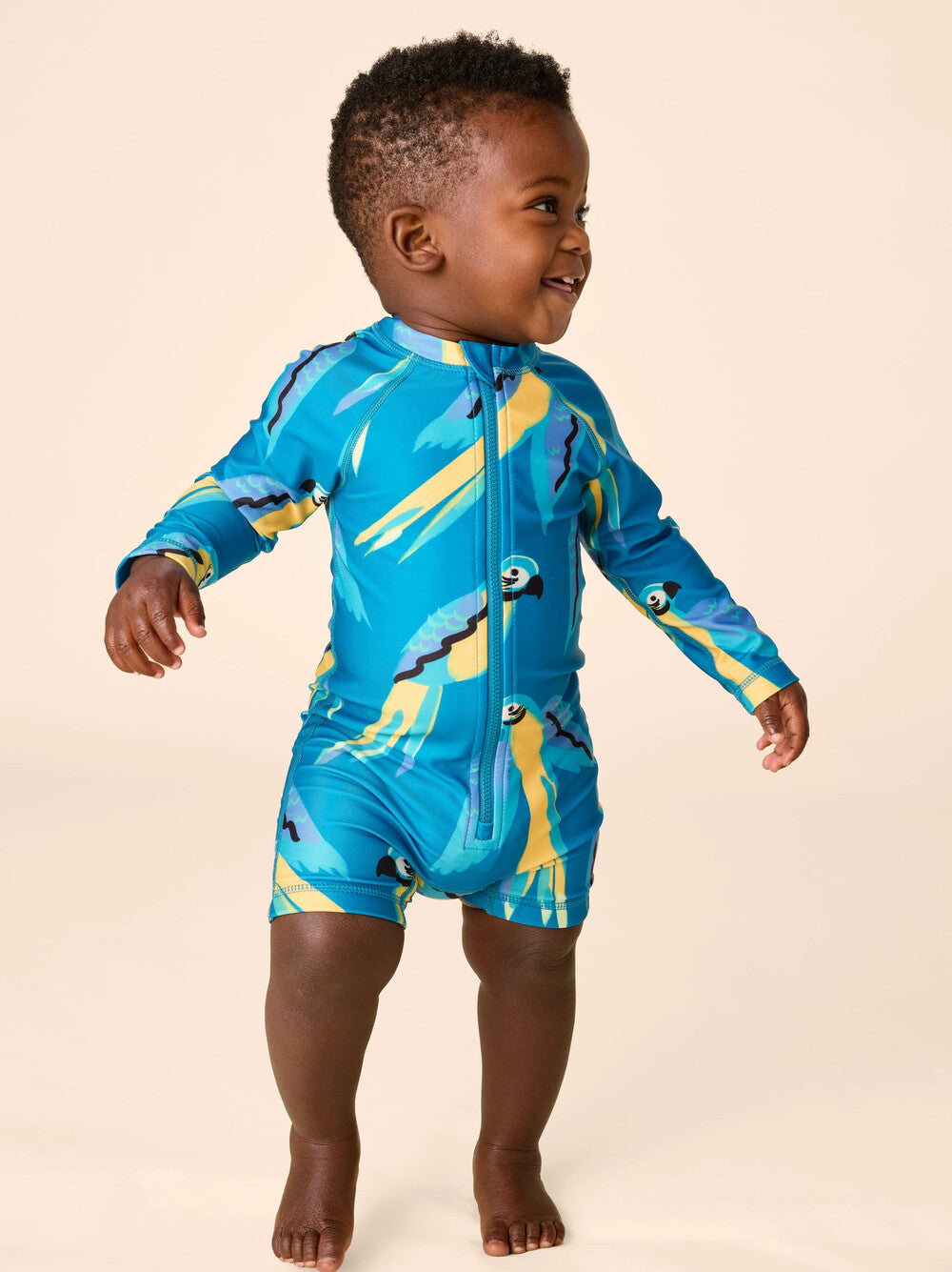Rash Guard Swimsuit - Blue & Yellow Macaws FINAL SALE