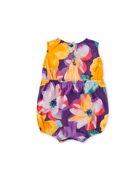 Peek-a-Boo Back Baby Romper - Large Tropical Floral FINAL SALE