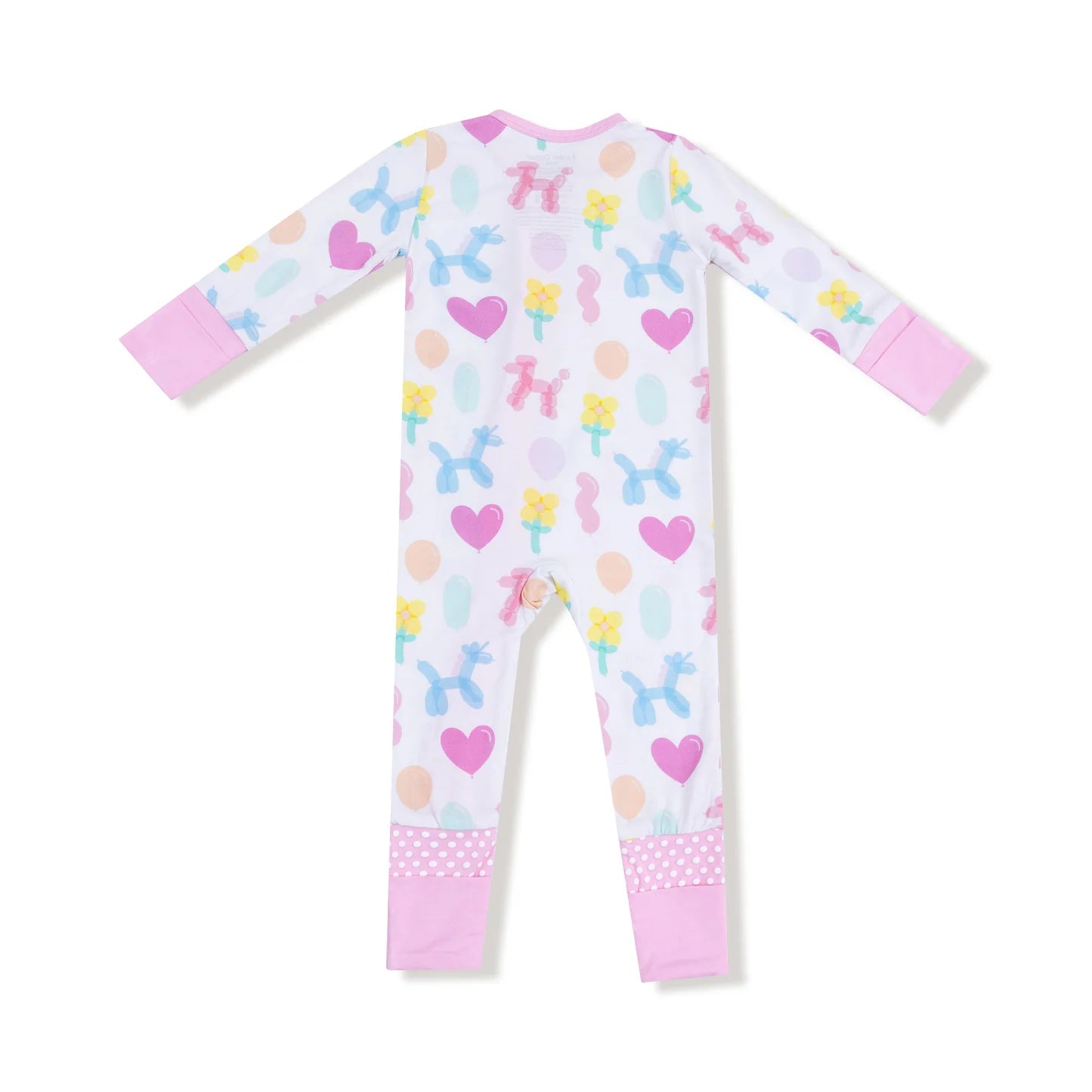 Zip Romper - Balloon Animals Pink