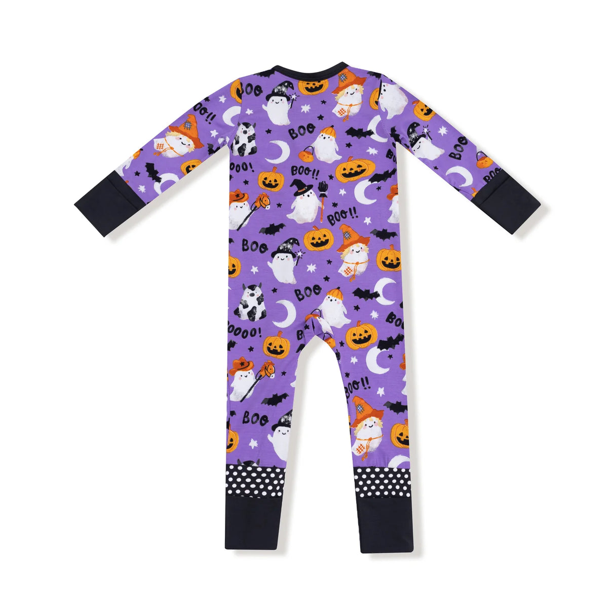Zip Romper - Purple Costumed Ghosts FINAL SALE