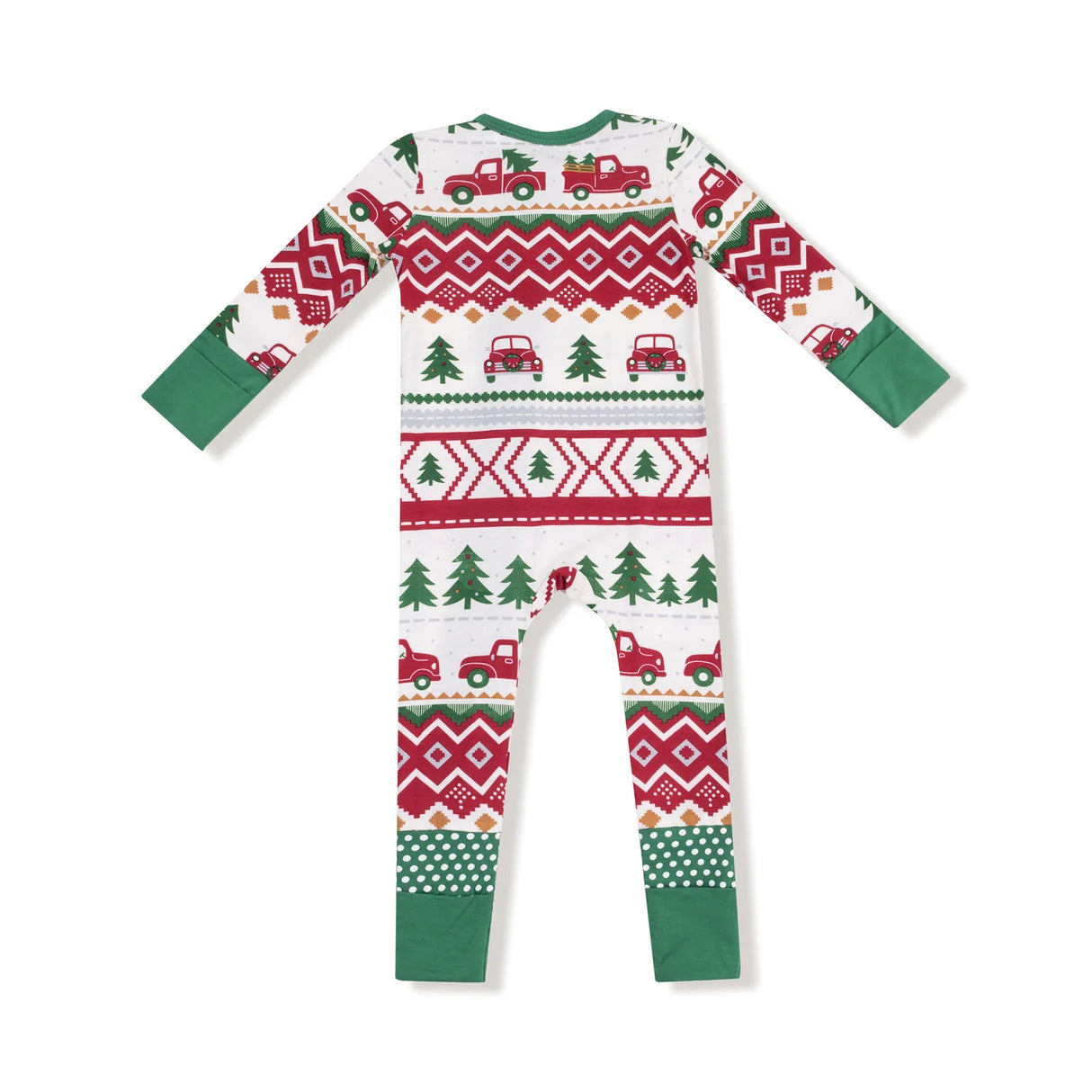 Zip Romper - Red Truck Fair Isle