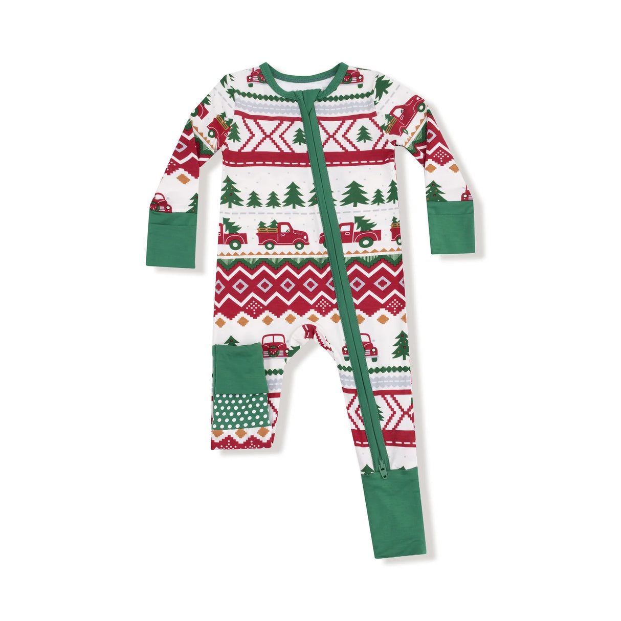 Zip Romper - Red Truck Fair Isle
