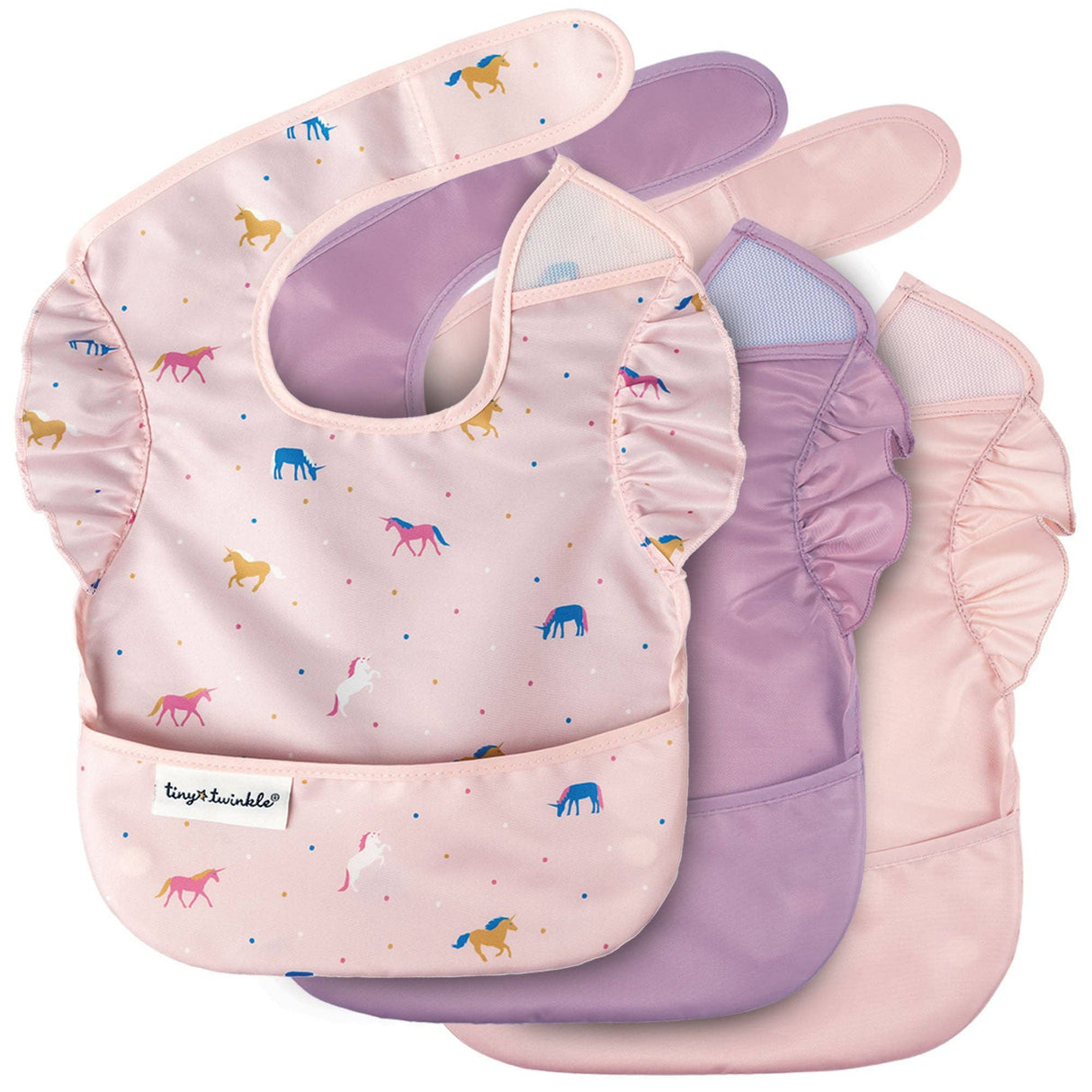 3 Mess-Proof Easy Bibs - Unicorn