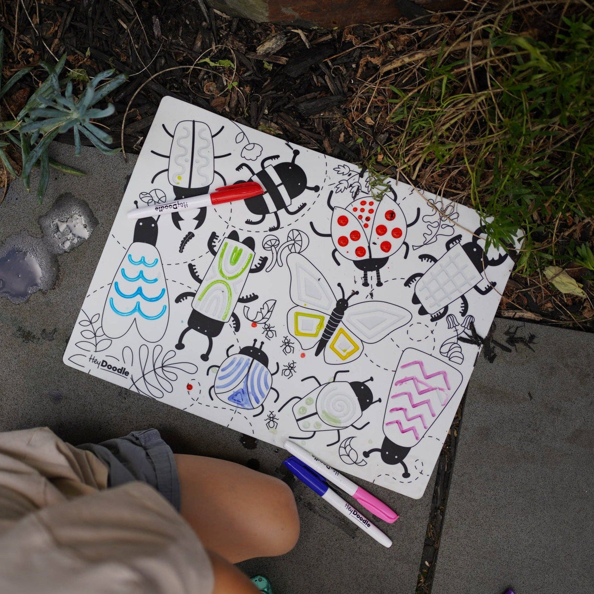 Reusable Color-In Silicone Sensory Mat - Busy Bugs