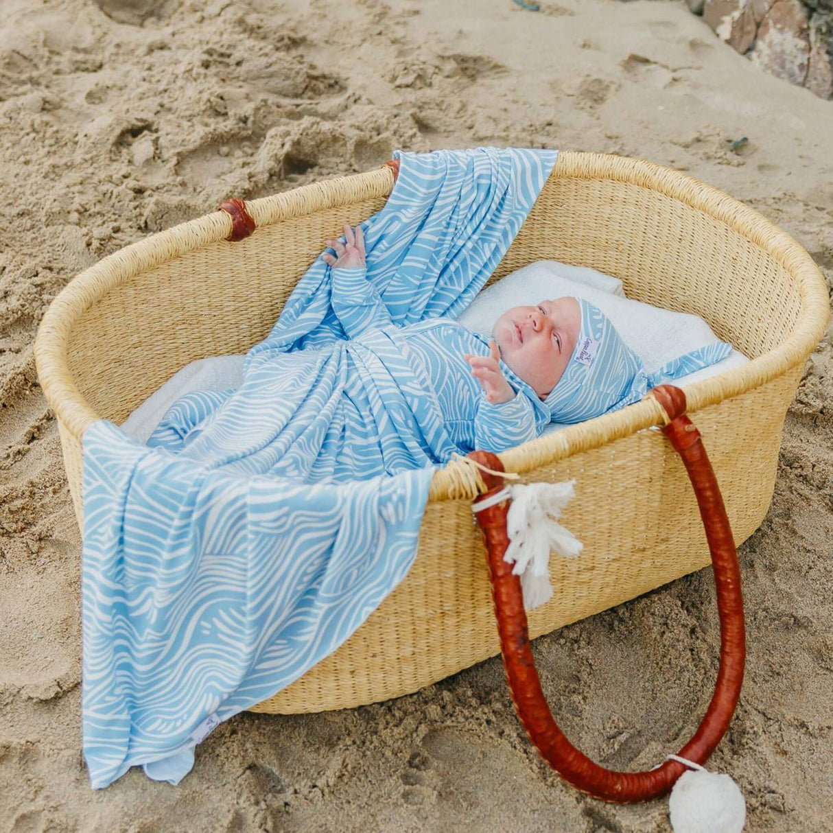 Knit Swaddle Blanket - Surf