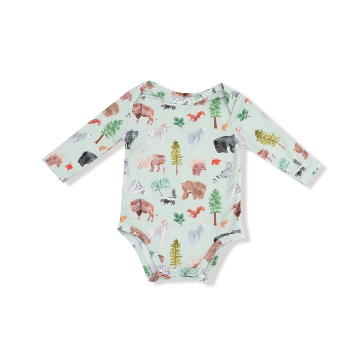 Long Sleeve Bodysuit - American Woodland Animals