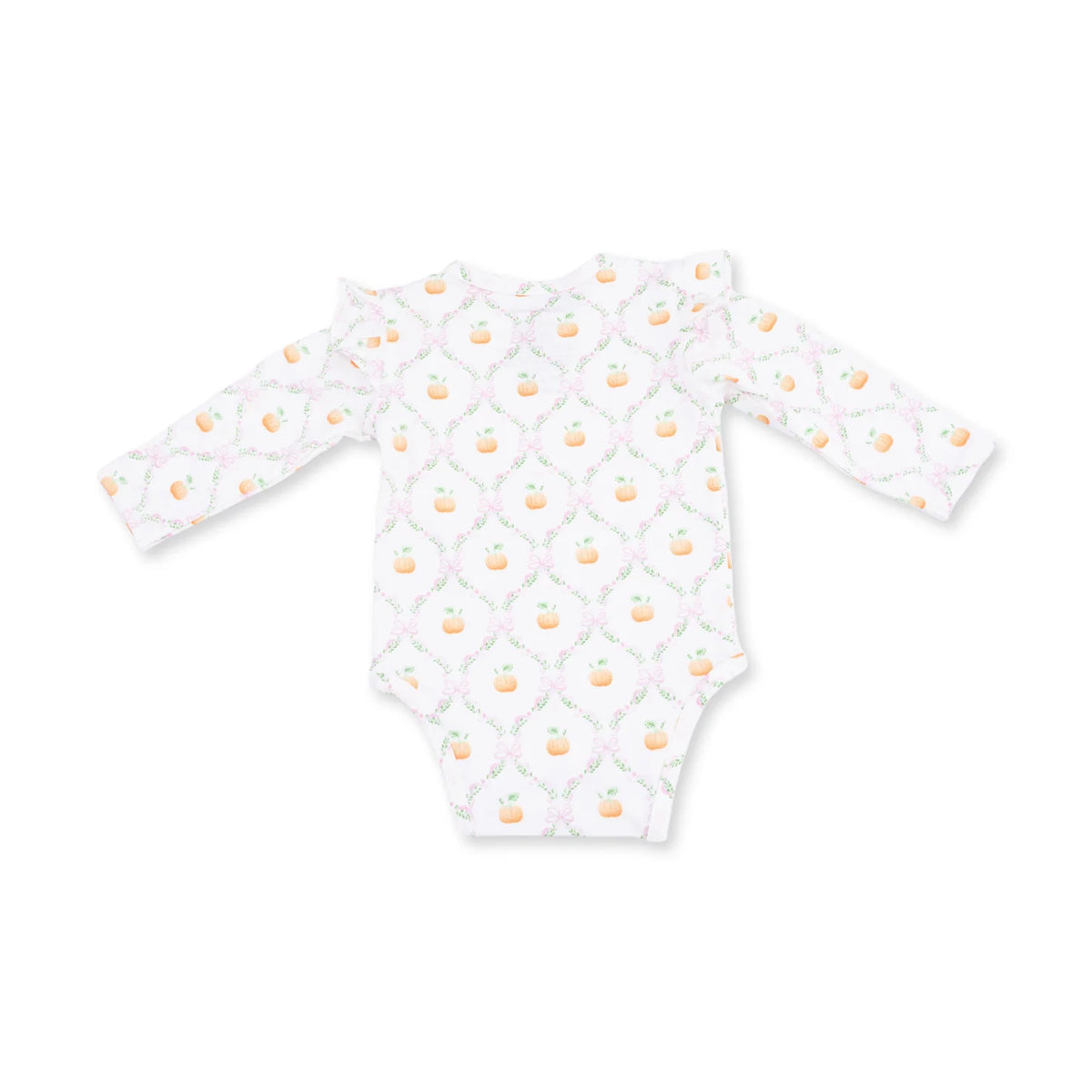 Ruffle Sleeve Bodysuit - Pretty Pumpkin Trellis