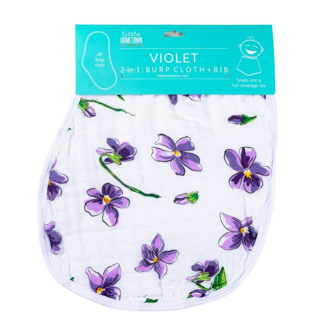 2-in-1 Burp Cloth and Bib - Violet