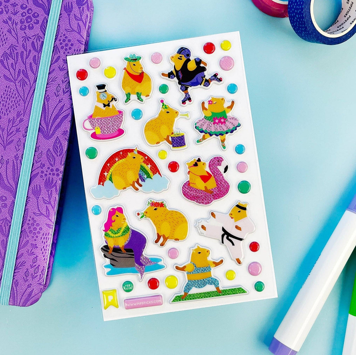 Pipstickers - Capy Crew Glitter Puffy
