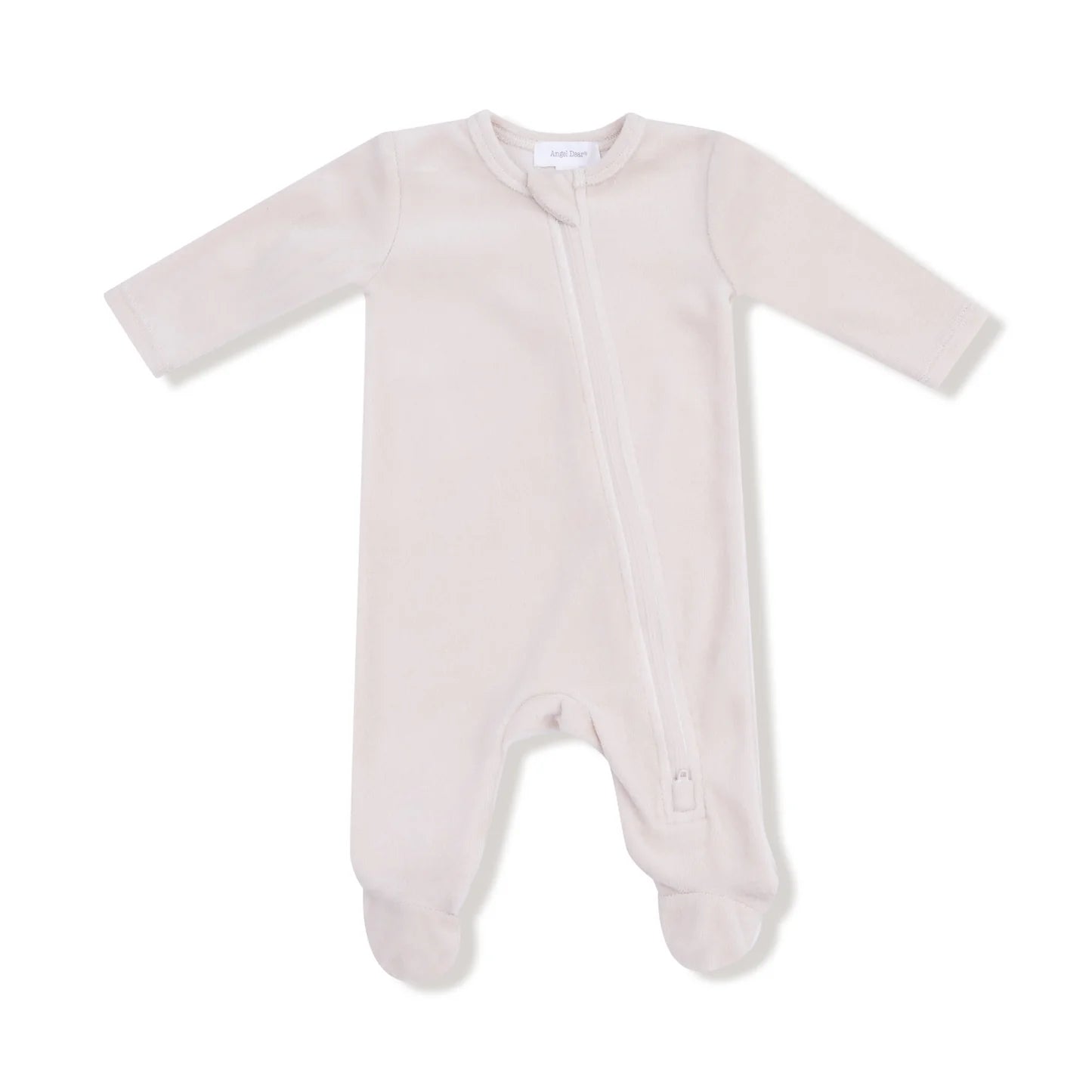 Velour Zip Footie - Oatmilk