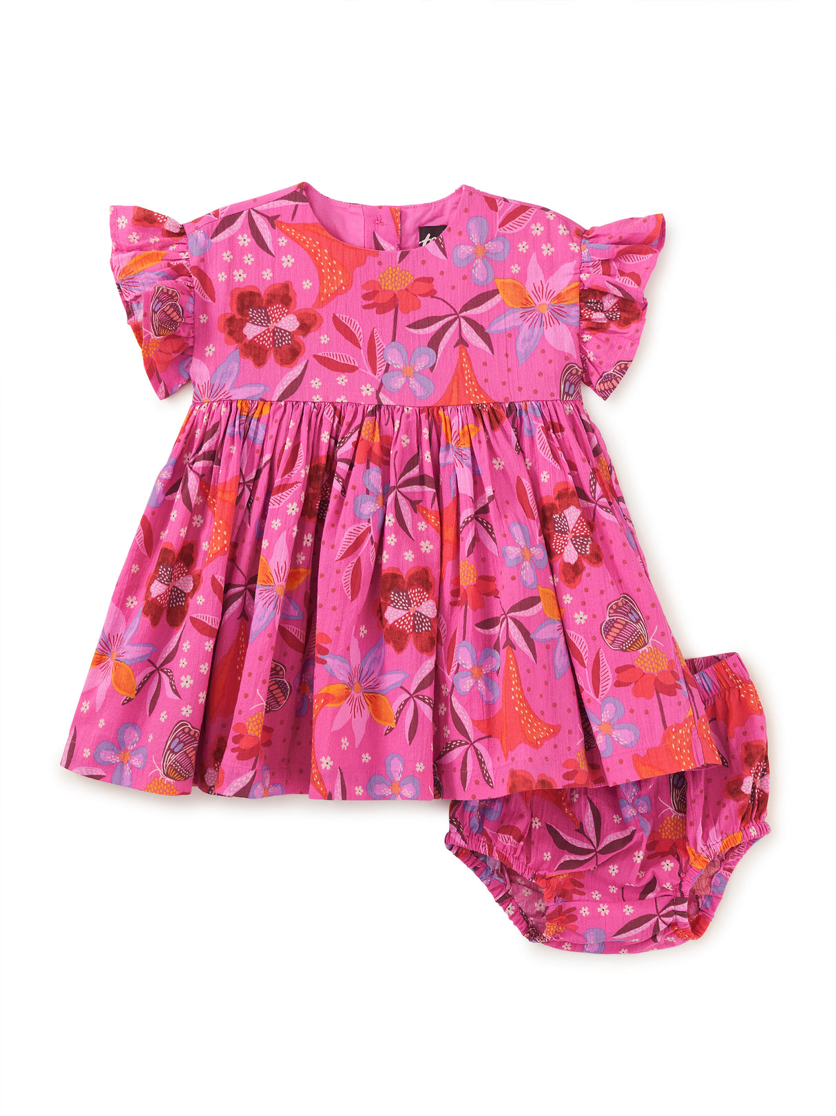 Ruffle Sleeve Baby Dress - Brazilian Painted Floral FINAL SALE