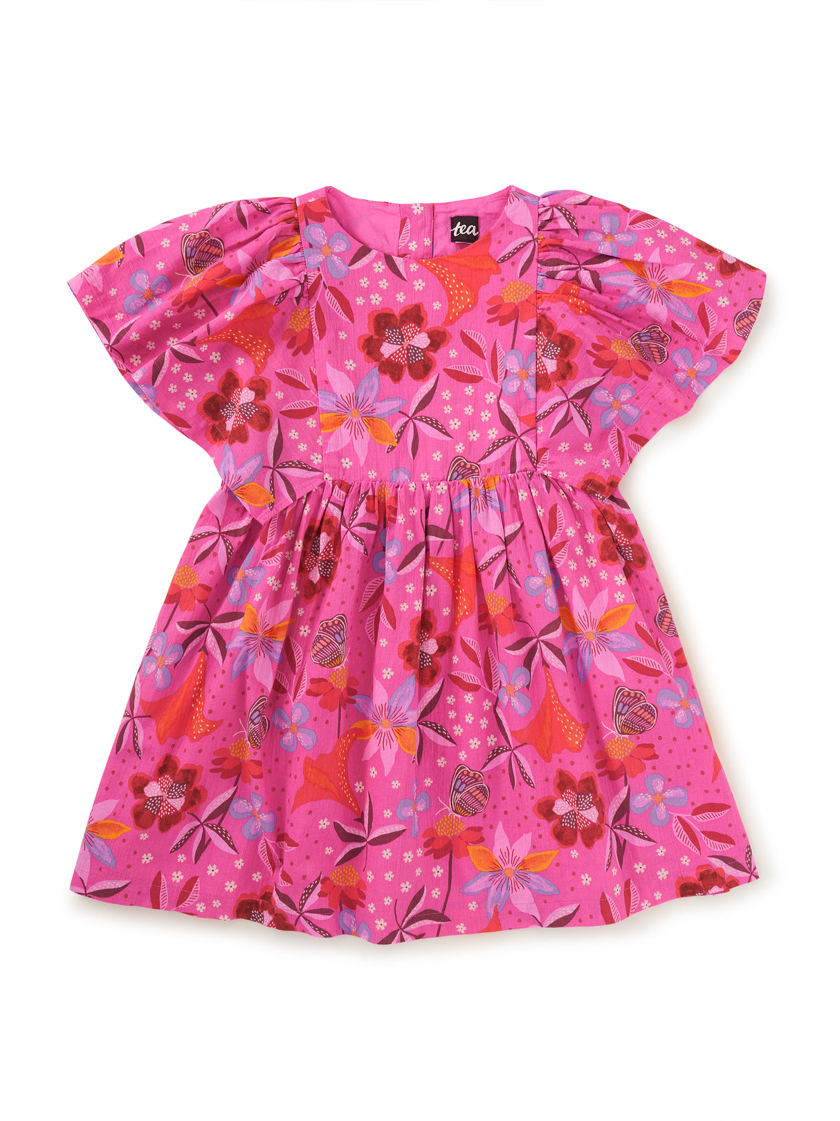 Butterfly Sleeve Twirl Dress - Brazilian Painted Floral FINAL SALE