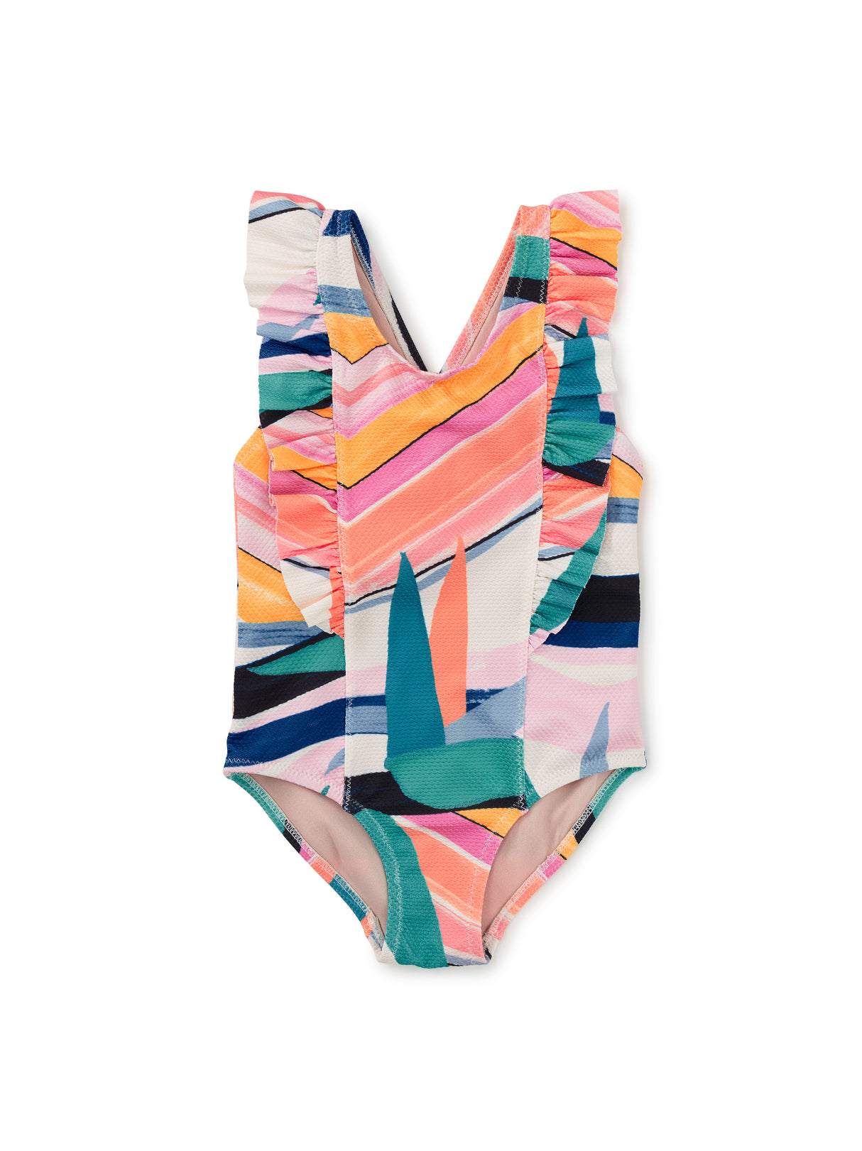 Ruffle One Piece Swimsuit - Bird of Paradise Stripe FINAL SALE