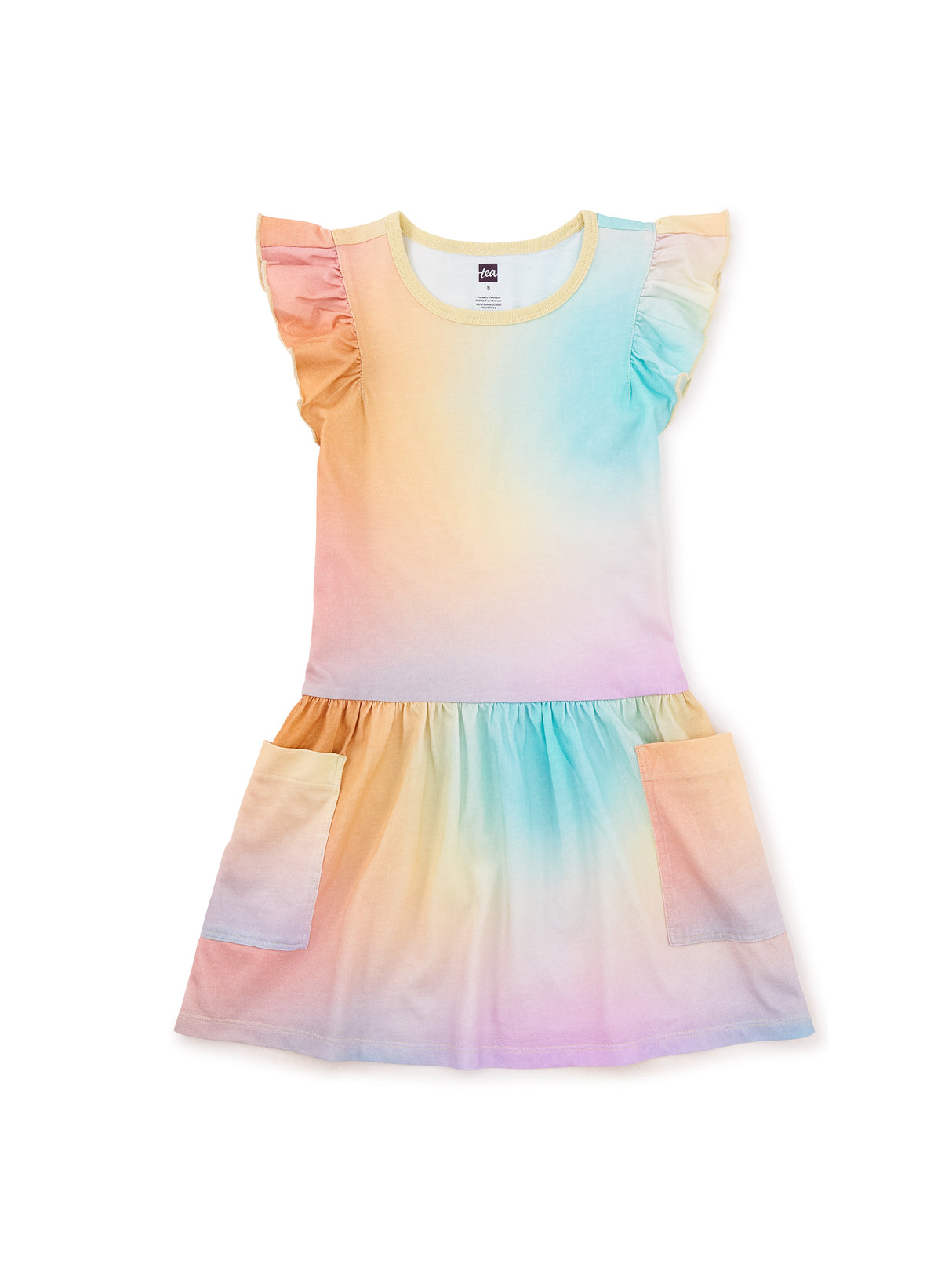 Flutter Sleeve Pocket Dress - Rainbow Gradient FINAL SALE
