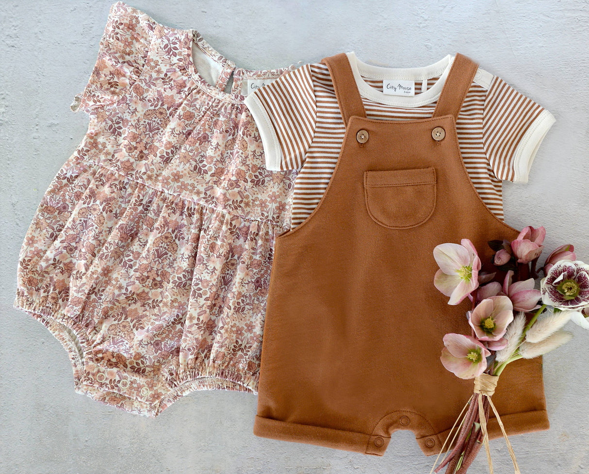 City Mouse Flutter Sleeve Short Romper - Spring Bouquet