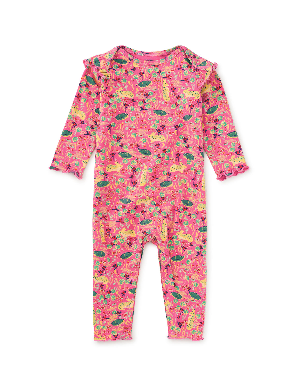Ruffle Shoulder Baby Romper - Rabbit & Turtle Folktale