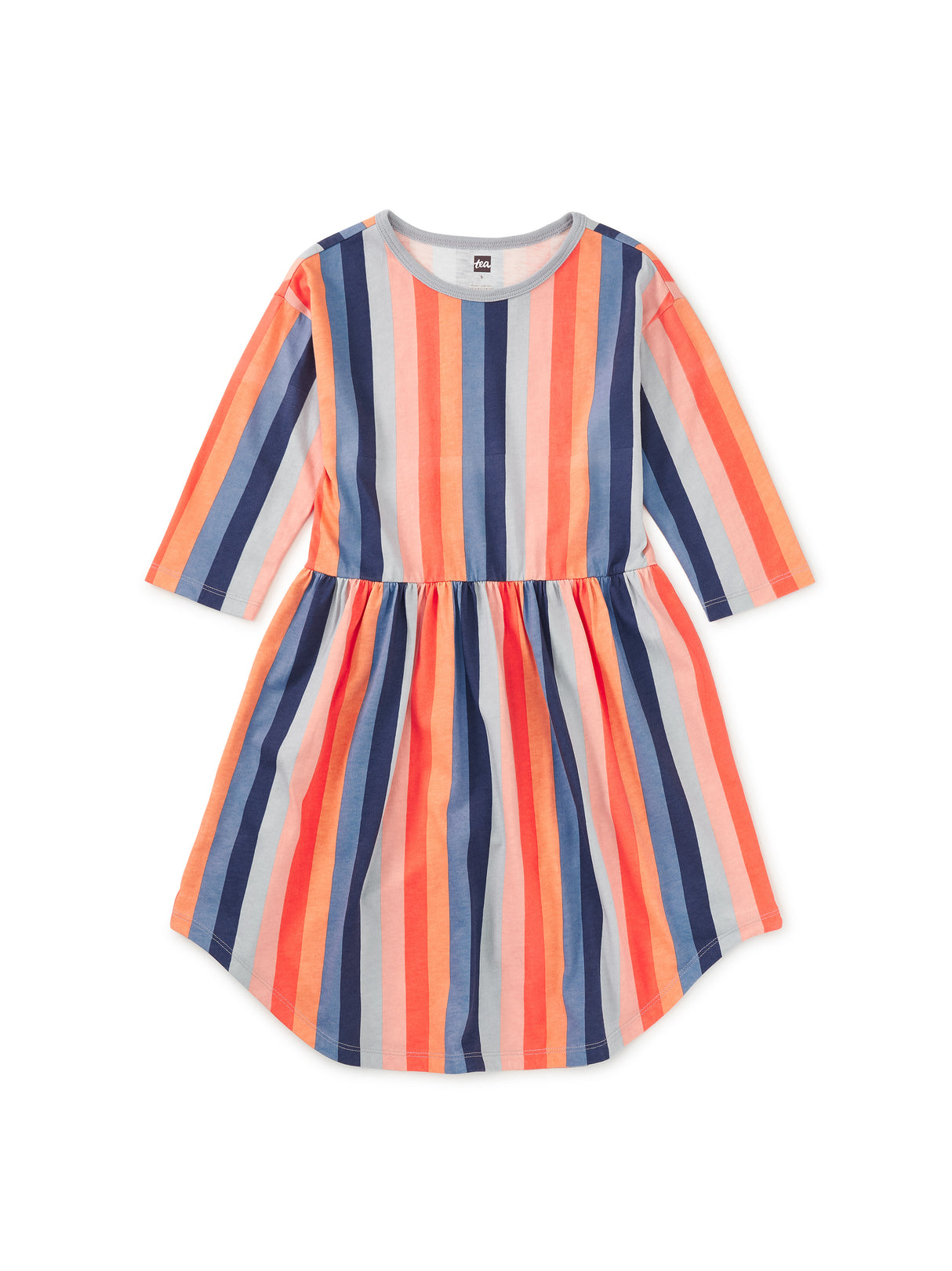 Long Sleeve Midi Dress - Pearl Blue Stripe