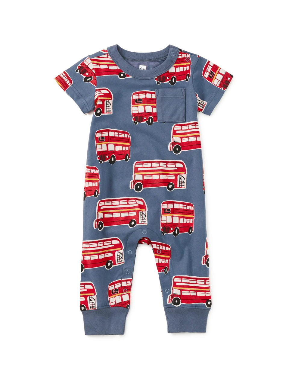 Pocket Baby Romper - Double Decker Bus