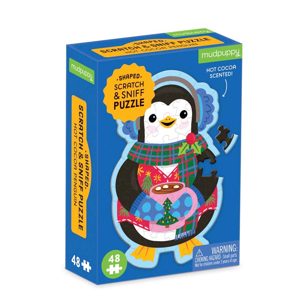 48 Piece Scratch and Sniff Shaped Mini Puzzle - Hot Cocoa Penguin