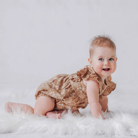 City Mouse Flutter Front Romper - Tulips FINAL SALE