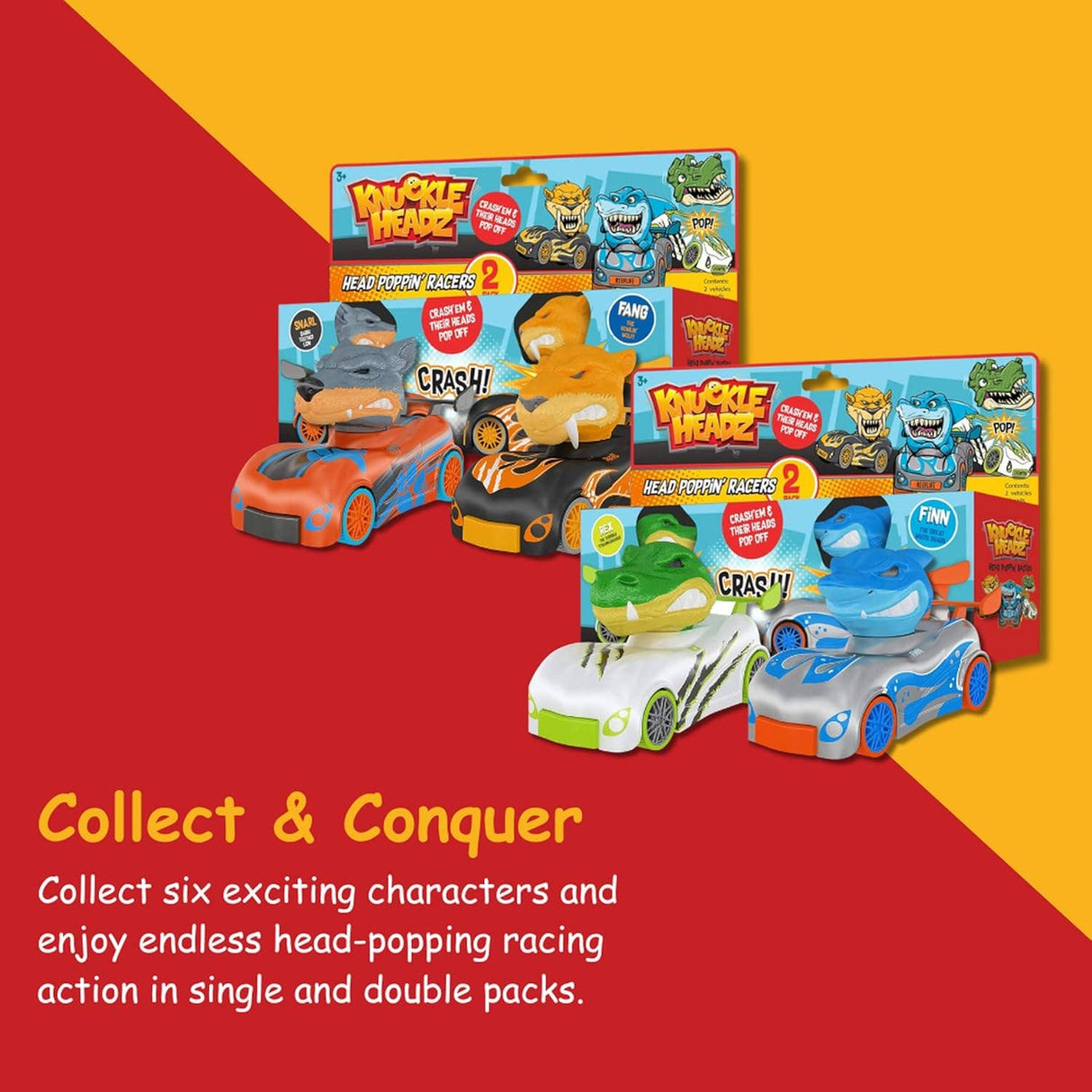Knuckle-Headz Head Poppin' Crash Racers - Twin Pack