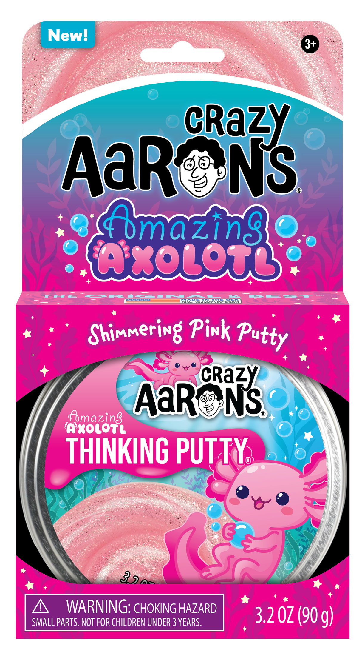 Crazy Aaron's Thinking Putty 4" Tin - Amazing Axolotl