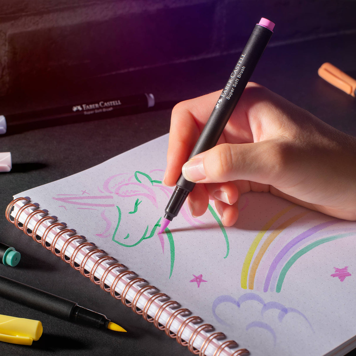 Black Edition Felt Tip Brush Markers - Pastel