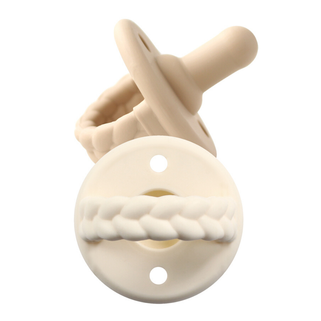 Sweetie Soother Pacifier Set - Neutral Braids