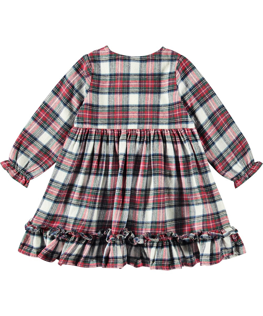 Molo Cele Ruffle Dress - Pine Check FINAL SALE