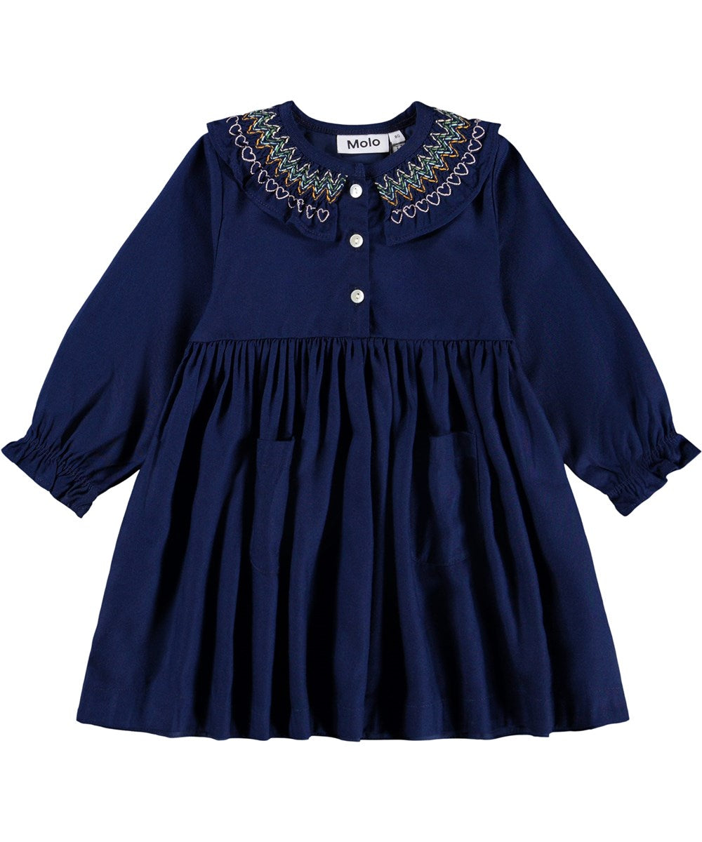 Molo Cindie Smocked Collar Dress - Galaxy Blue