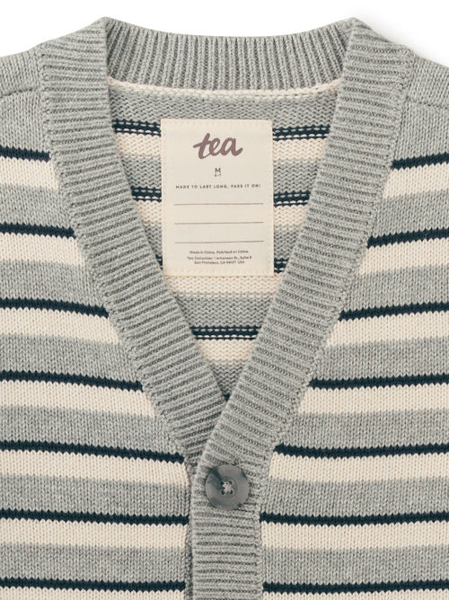 Striped Sweater Cardigan - Birch & Indigo Stripe FINAL SALE