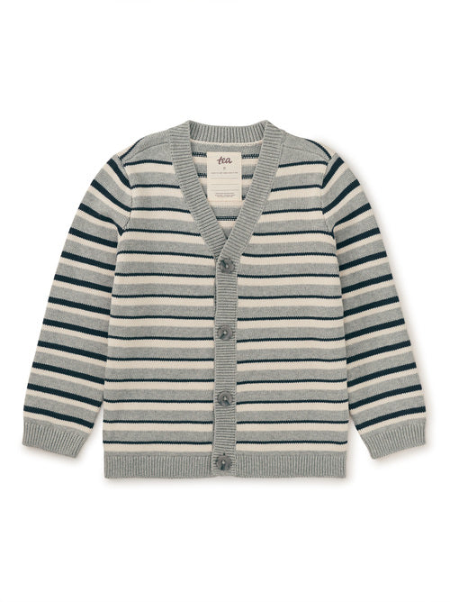 Striped Sweater Cardigan - Birch & Indigo Stripe FINAL SALE