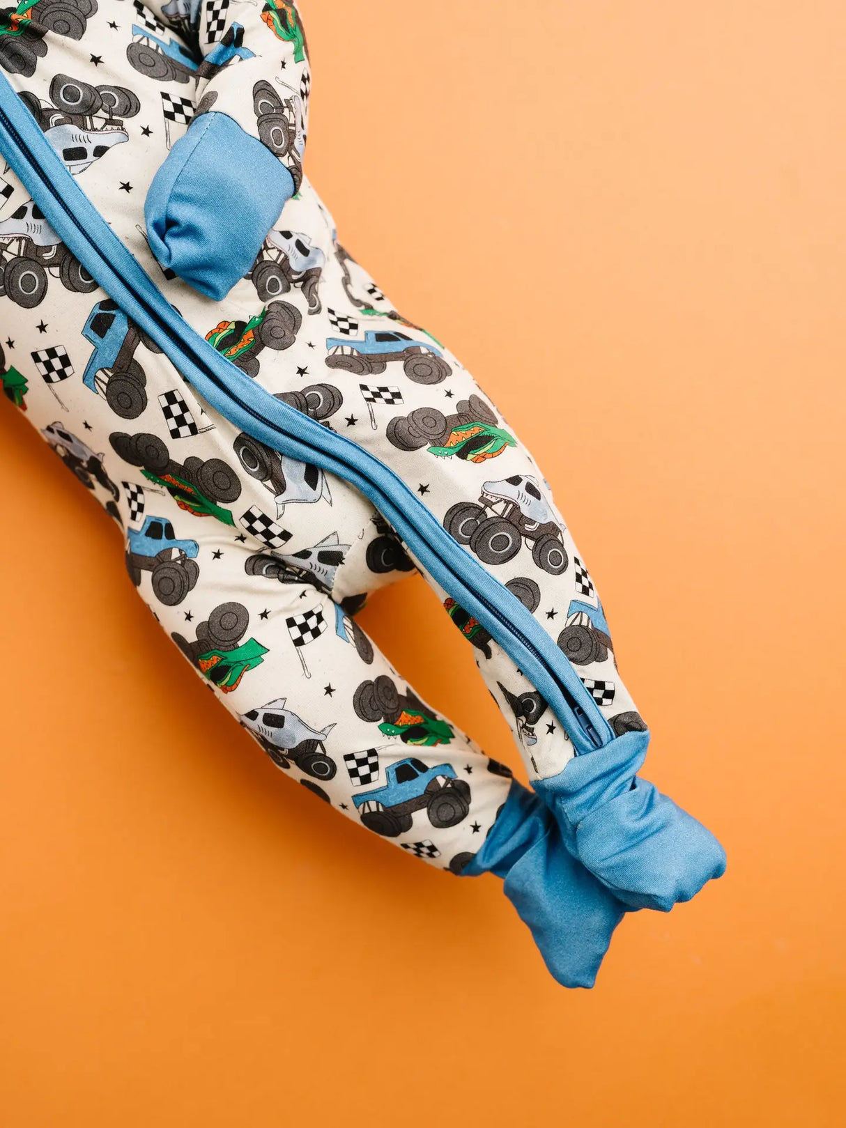 Bamboo Convertible Footie - Monster Trucks