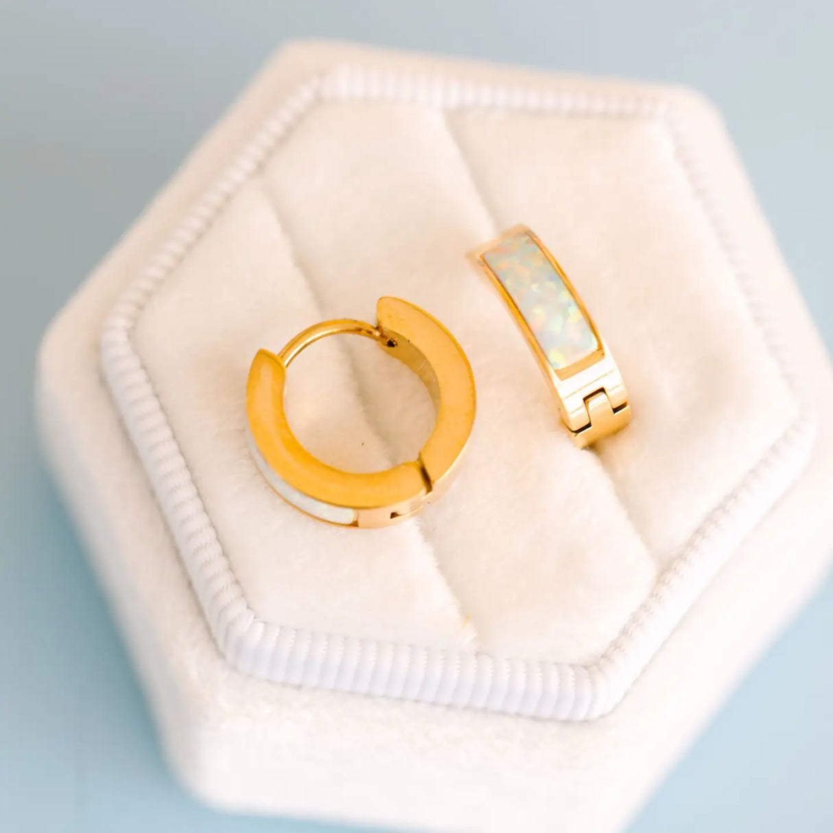 Pierced Co. Earrings - White Opal Huggies