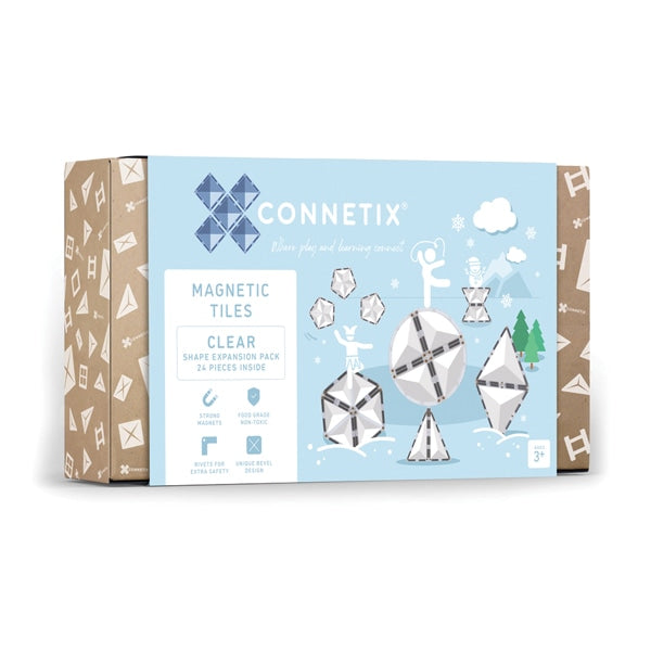Connetix Magnetic Tiles - Clear Shape Pack 24 pc FINAL SALE