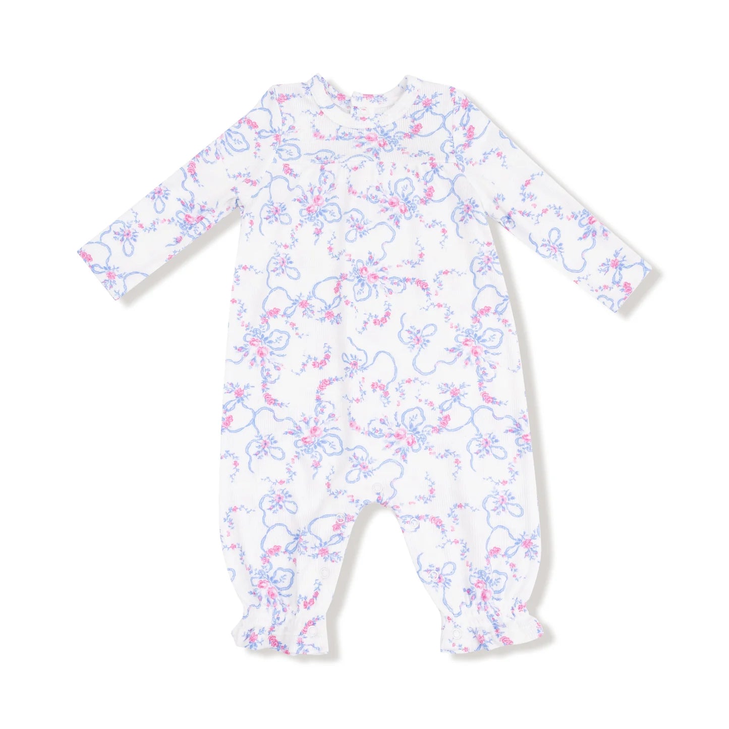 Ruffled Ankle Romper - Ribbon Floral Fling