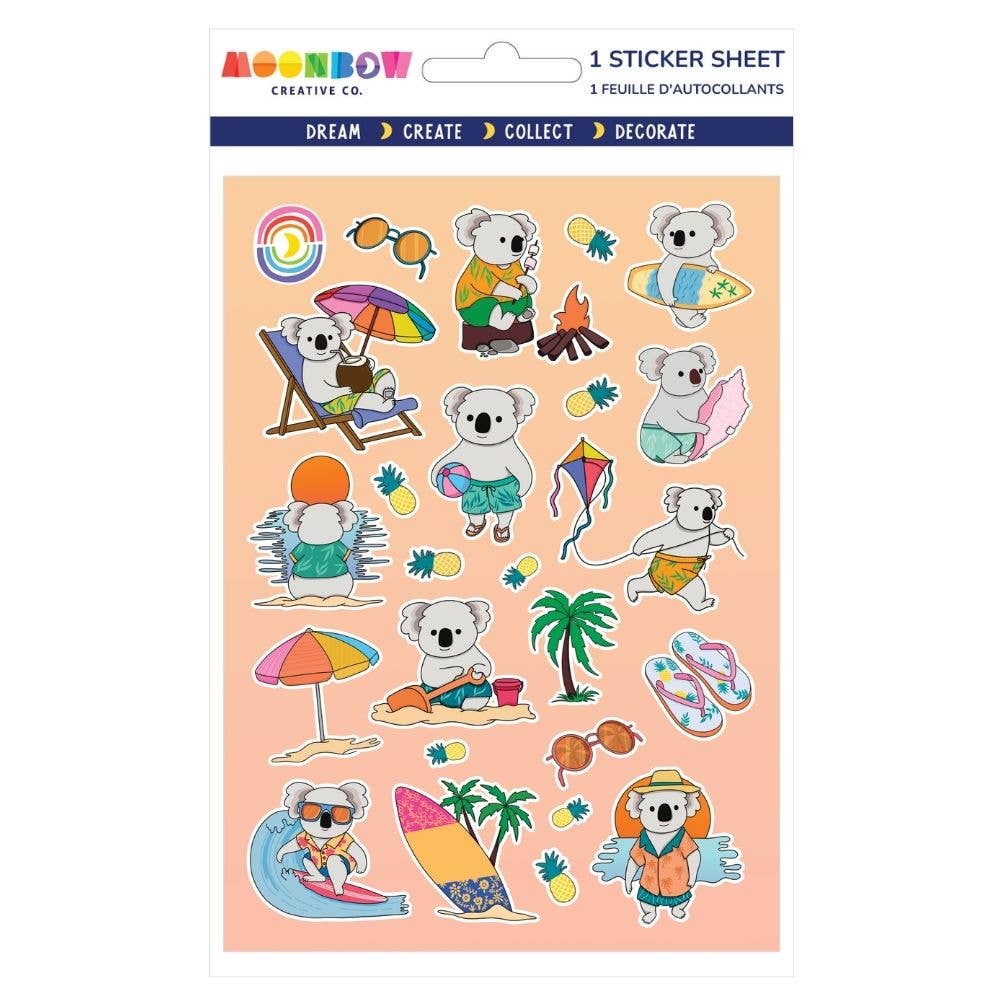 Moonbow Creative Co Stickers - Koala Catching Waves