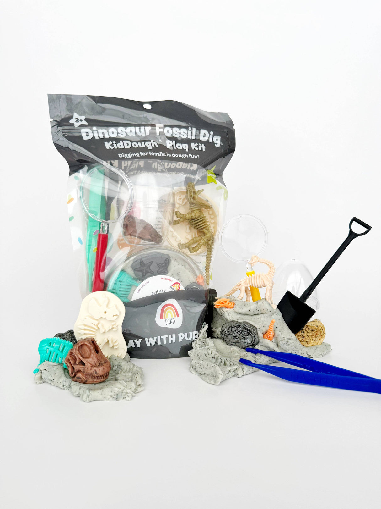 KidDough Play Kit - Dinosaur Fossil Dig (Cookies & Cream)