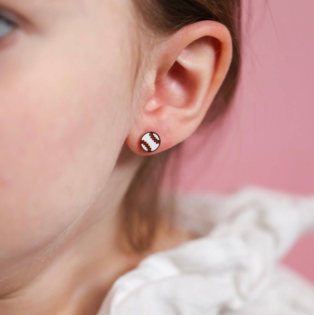 Pierced Co. Screwback Earrings - Baseball