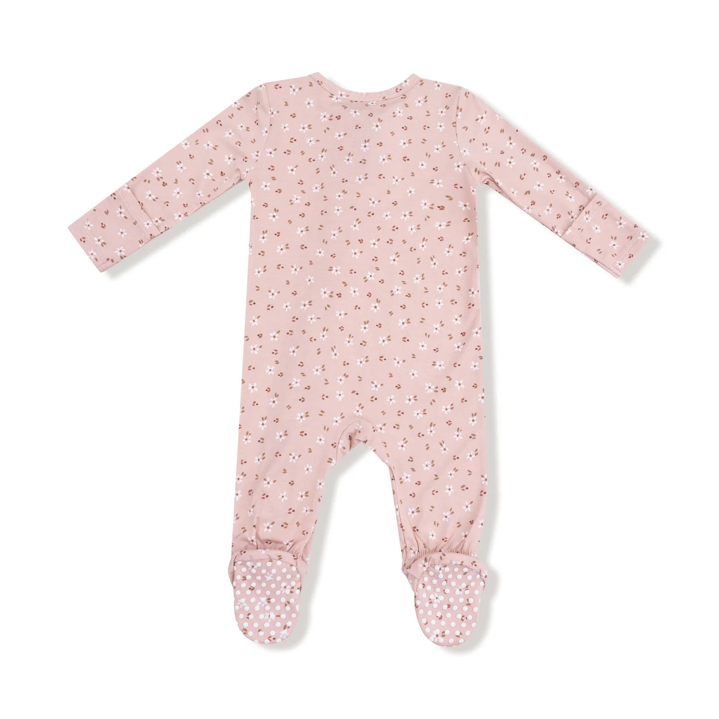Zip Footie - Carrie Floral Pink