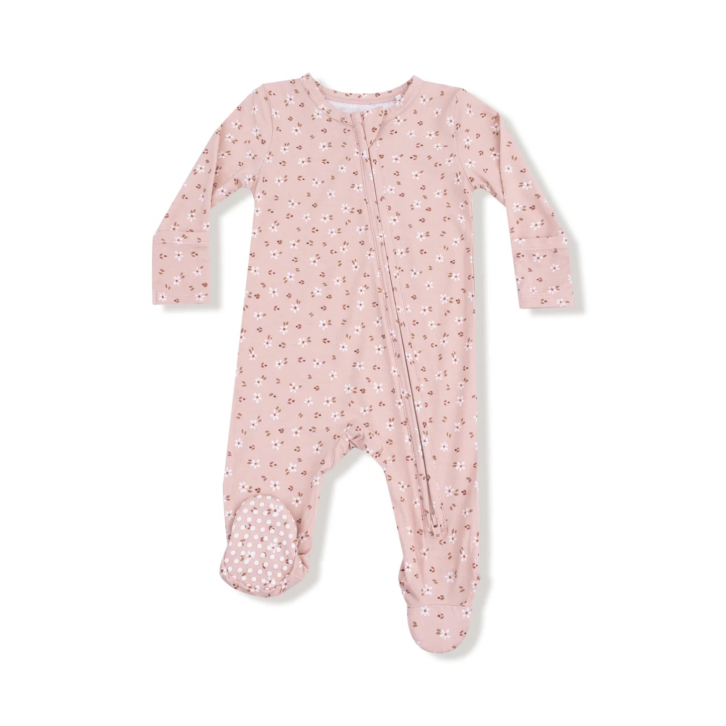 Zip Footie - Carrie Floral Pink