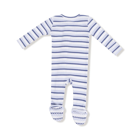 Zip Footie - Vintage Blue Stripe