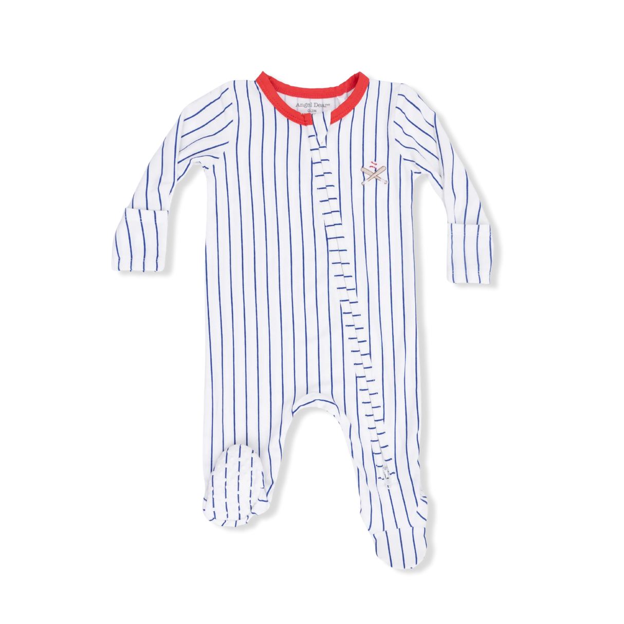 Zip Footie - Baseball Stripe