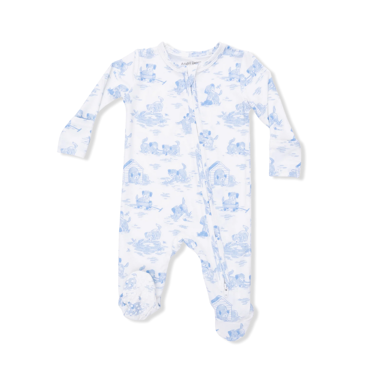 Zip Footie - Puppy Toile Blue