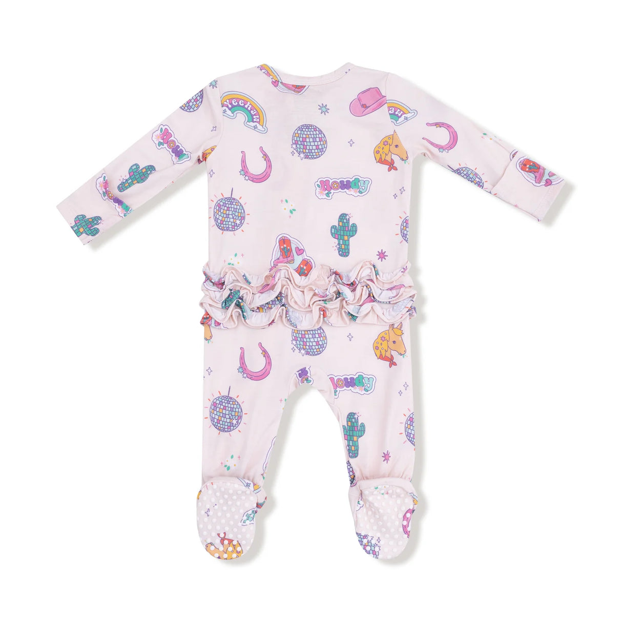 Ruffle Zip Footie - Disco Cowgirl