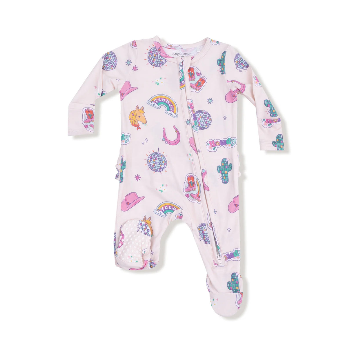 Ruffle Zip Footie - Disco Cowgirl