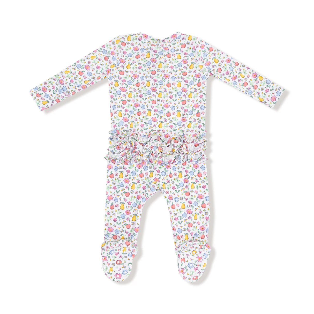 Ruffle Zip Footie - Fall Fruit Floral